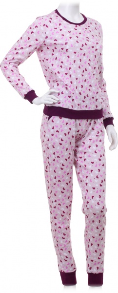 Костюм домашній жіночий Flis clothes Серденько р. XL рожевий із принтом 