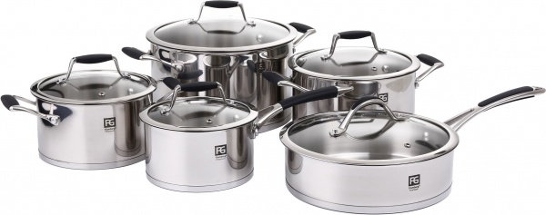 Набор посуды Houston 10 предметов со стеклянными крышками Flamberg Premium