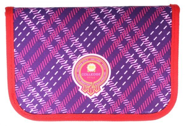 Пенал 1 отворот College 99106 CLASS фиолетовый с красным