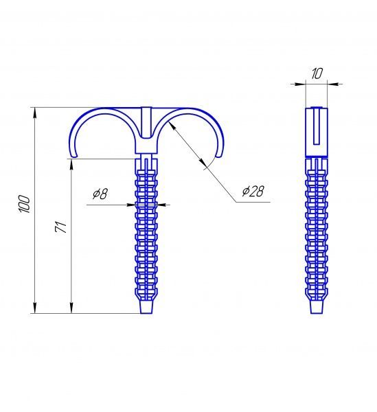Дюбель-крюк Water House двойной черный 10 шт./уп.