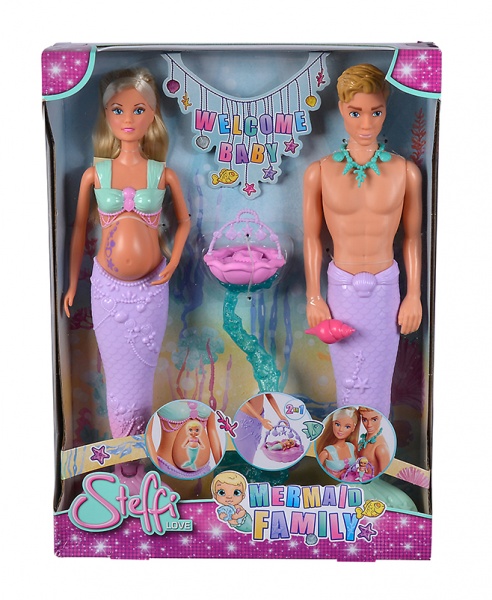 Кукольный набор Simba Штеффи-беременная и Кевин семья русалок с малышом