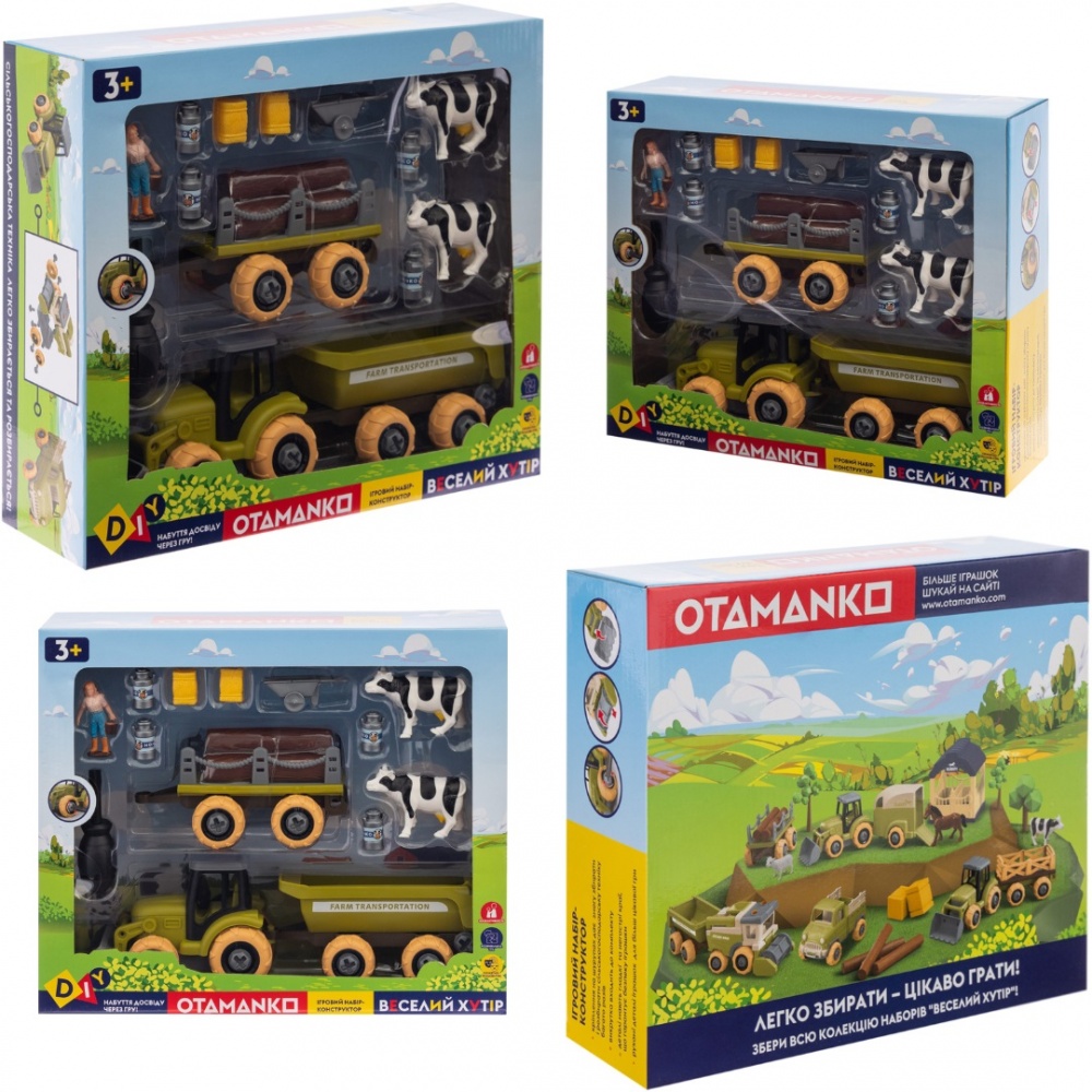 Игровой набор OTAMANKO Веселый хутор (трактор с двумя прицепами и фермер с коровами) 532.01.62