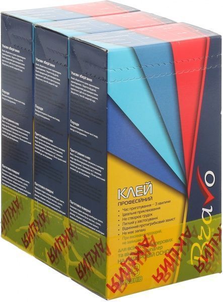 Клей для обоев Bravo профессиональный для виниловых обоев на флизелиновой основе 250 г 2+1 бесплатно