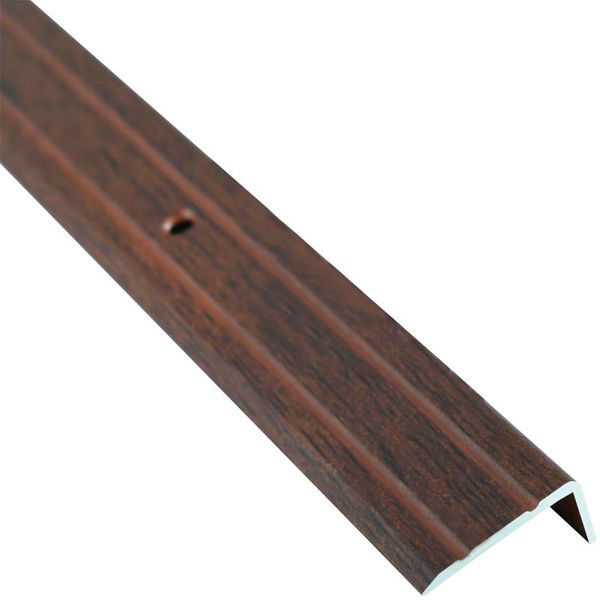 Порожек алюминиевый декорированный Braz Line рифленый с отверстиями 24,5х10x2700 мм орех бурбон