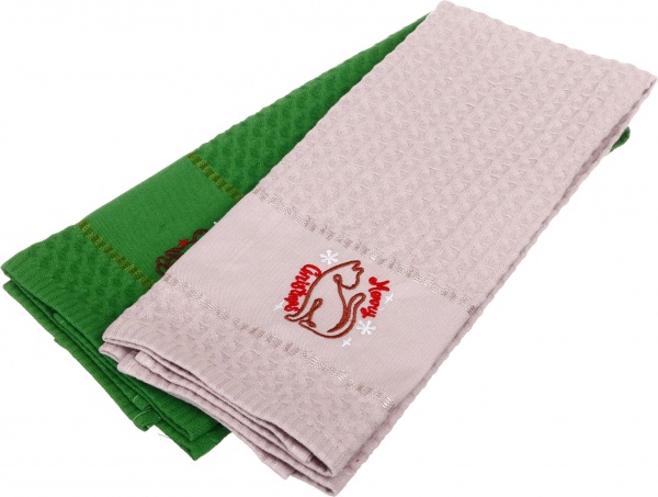 Набор полотенец вафельных с вышивкой Котик/Кролик 2 шт. 40x60 см разноцветный La Nuit 