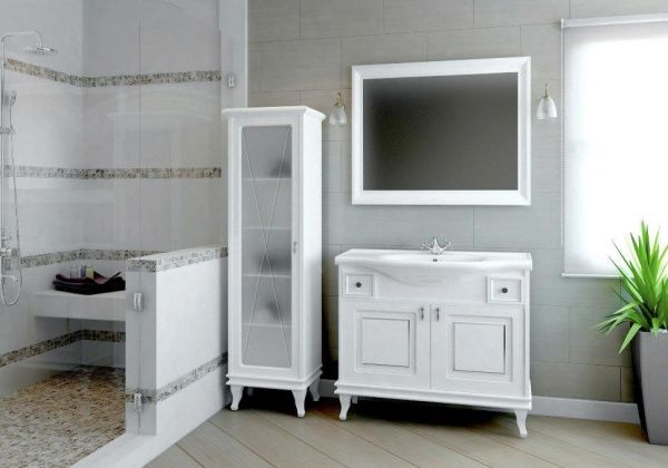 Дзеркало Aqua Rodos Беатріче 100 біле патина хром 