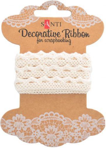 Лента кружевная лента бежевая, 10мм, 2м. 741356 