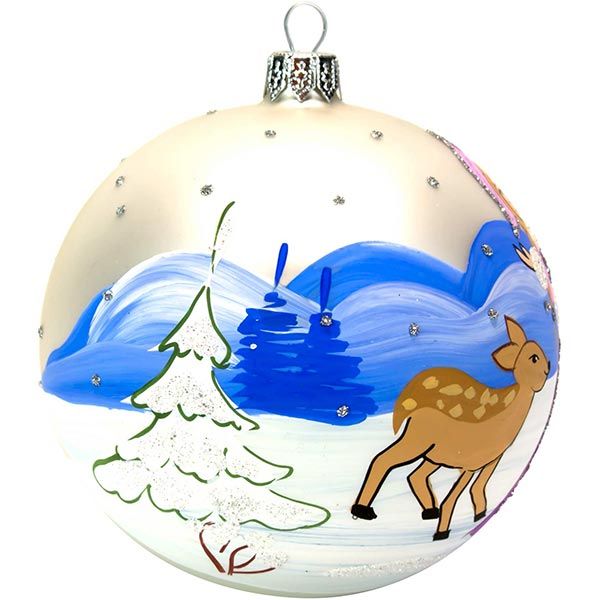 Шарик новогодний Снегурочка 4066 серебряный матовый 100 мм