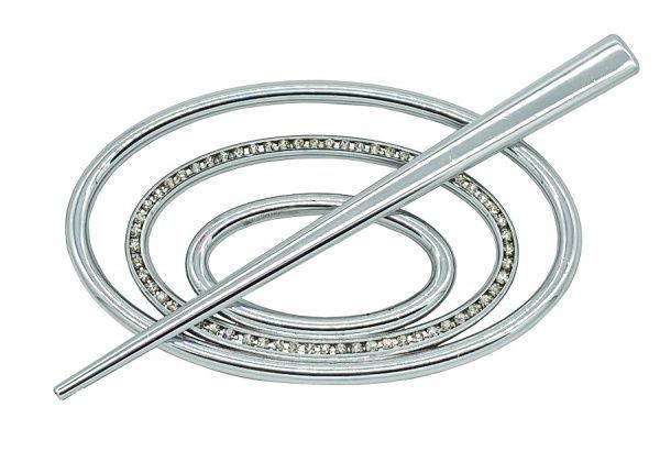 Заколка Овал 2 Еліт 60х100 мм срібло глянець В0022-2 MISLT