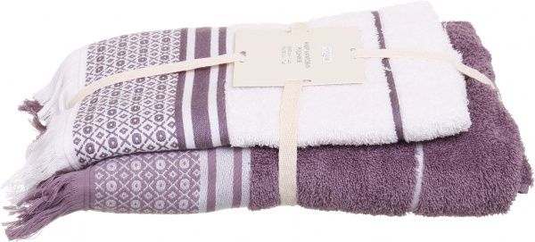 Набір рушників Марина 2 шт. кремово-фіолетовий 