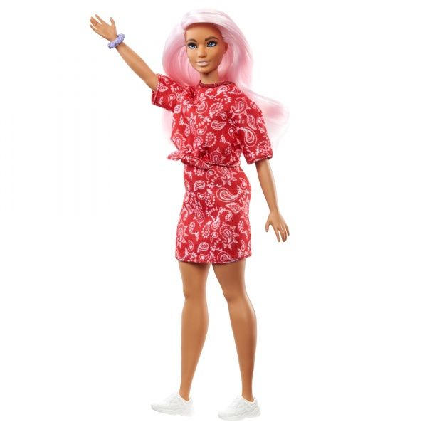 Кукла Barbie Модница в красном платье в огурцы