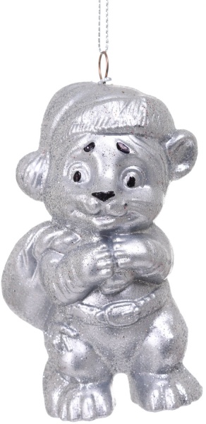 Підвіска Тигрик 3Д з мішком d 12 см срібний