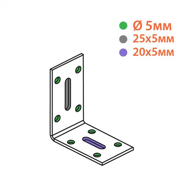 Кутник регульований Kolchuga асиметричний 50x55x30 мм 2 мм