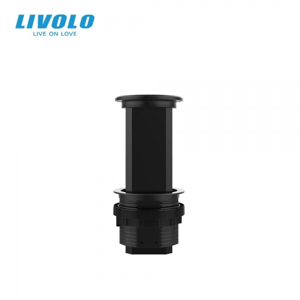 Розетка меблева + USB подвійна із заземленням Livolo C7 IP44 чорний VL-SHS019-FCTC-B