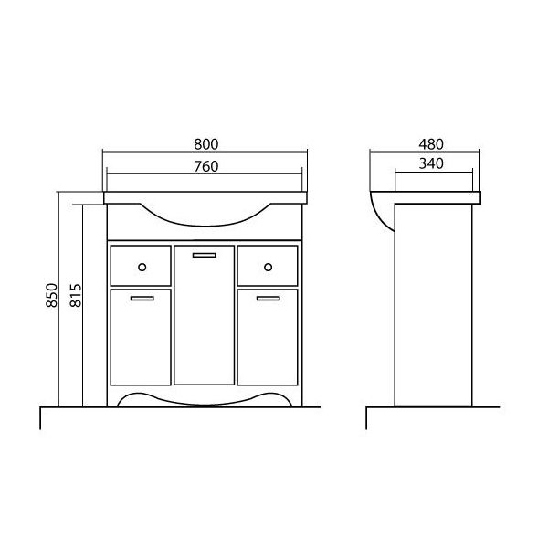 Тумба с умывальником Аква-Родос Классик 80 см 081200-u New Klasik орех