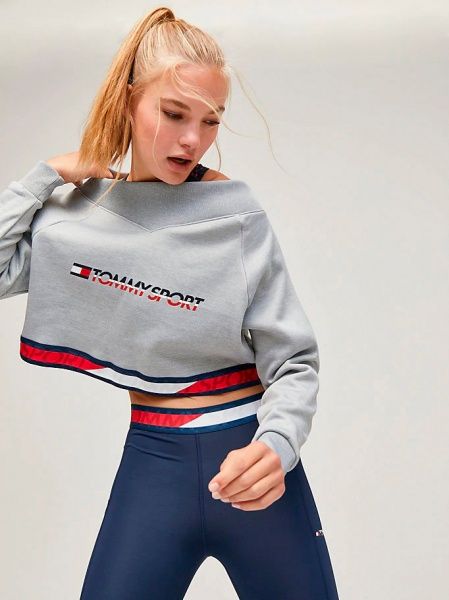 Джемпер Tommy Hilfiger CROP V NECK SWEATER WITH TAPE S10S100363001 р. L светло-серый