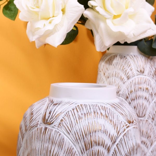 Ваза полирезиновая белая Лайт 18.5х18.5х44 см