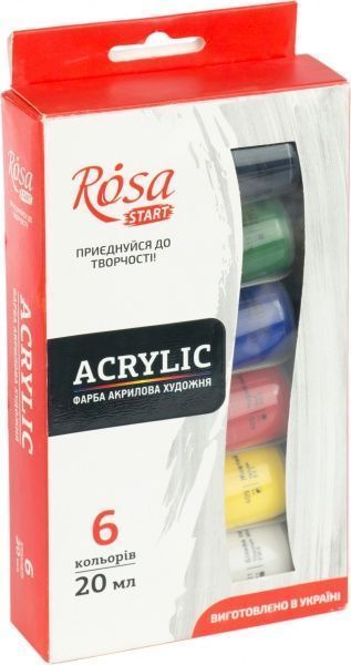 Набір фарб акрилових 6 кольорів 20 мл Rosa Start