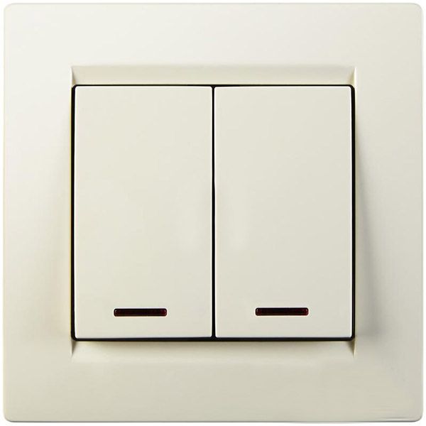 Выключатель двухклавишный UP! (Underprice) One с подсветкой 220В крем 706-0303-112