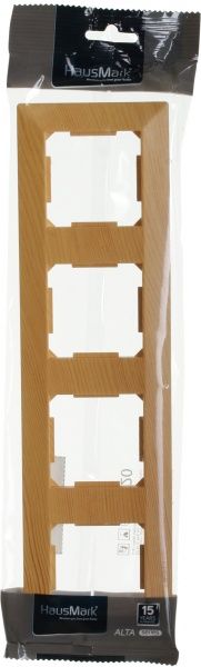 Рамка четырехместная HausMark Alta горизонтальная бамбук SNG-FRP.SQ20G4-3/Bamboo