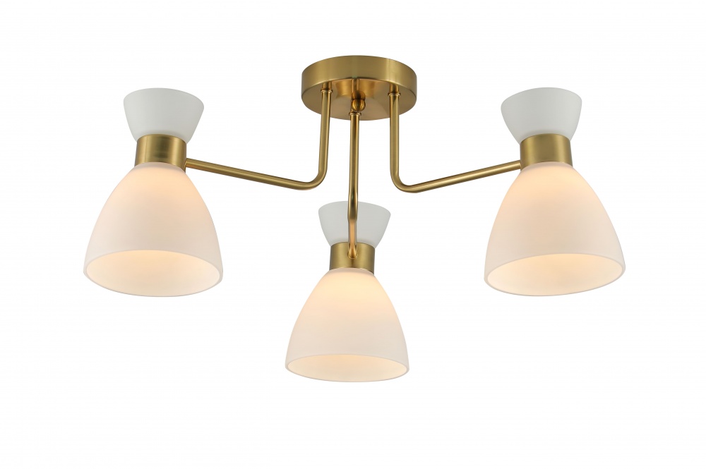 Люстра потолочная Sensio Gavr 3x40 Вт E27 белый с золотистым LS-07304/3WG-E2740W