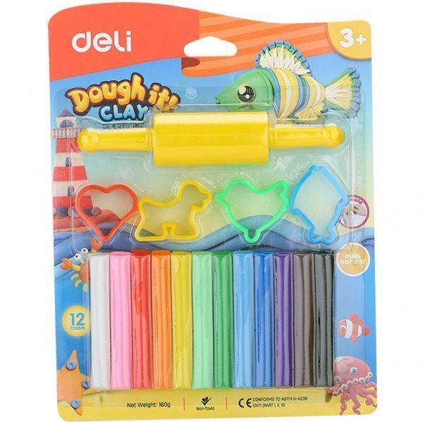 Пластилін ED75041 12кол 160гр Deli