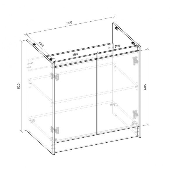 Тумба нижняя под мойку МС Идея КРАФТ НМУ 80/82/525 универсальная крафт золотой Грейд