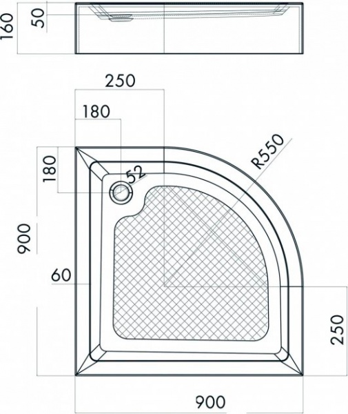 Поддон душевой Invena 90х90х16 см AK-80-093