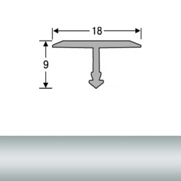 Порожек алюминиевый АТ-18 анодированный тавровый TIS 2700 мм серебро