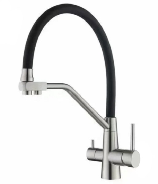 Смеситель для кухни Mixxen Командор черный с подключением к фильтру MXKP0782