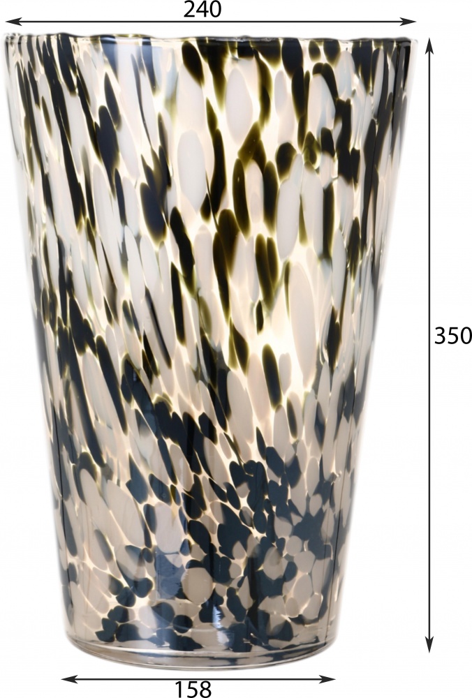 Ваза стеклянная Wrzesniak Glassworks Confetti 35 см черно-белая 17-6999