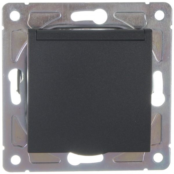 Механизм розетки HausMark Alta с крышкой черный SNG-SCP.SQ20MG1WGC-BK