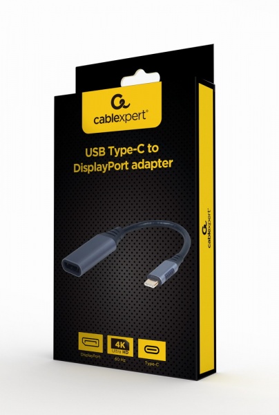 Адаптер Cablexpert A-USB3C-DPF-01, USB-C на DisplayPort, 4К 0,15 м grey (A-USB3C-DPF-01) 