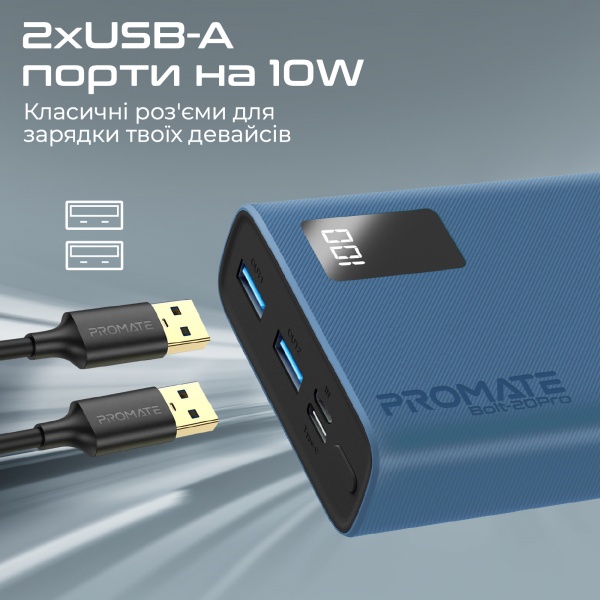 Универсальная мобильная батарея Promate 20000 mAh blue (bolt-20pro.blue) 