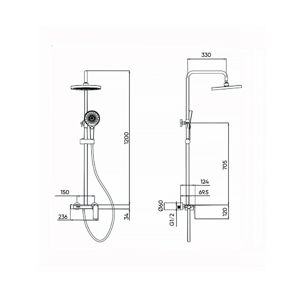 Душова система FADO S.r.l MIX09033W матовий білий