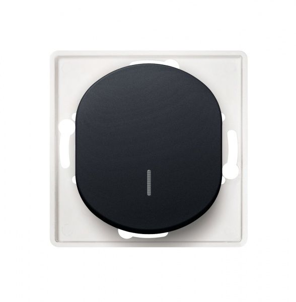 Механизм розетки кнопочный одноклавишный Aling-Conel Eon с подсветкой 16 А 250В черный глянец E625.E