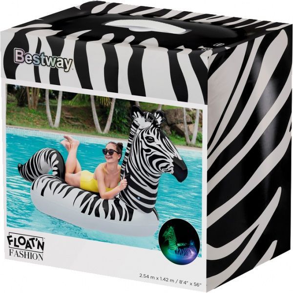 Матрас надувной Bestway 254х142 см Зебра бело-черный