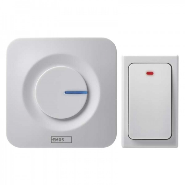 Звонок беспроводной в розетку Emos с кнопкой Battery-Free белый Р5729