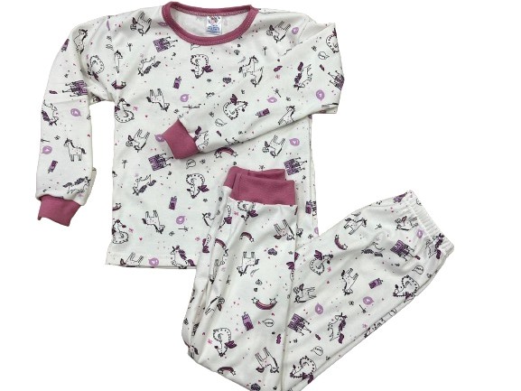 Піжама дитяча для дівчаток Моя планета єдиноріг magic р.110–116 білий із принтом Пж300-3 