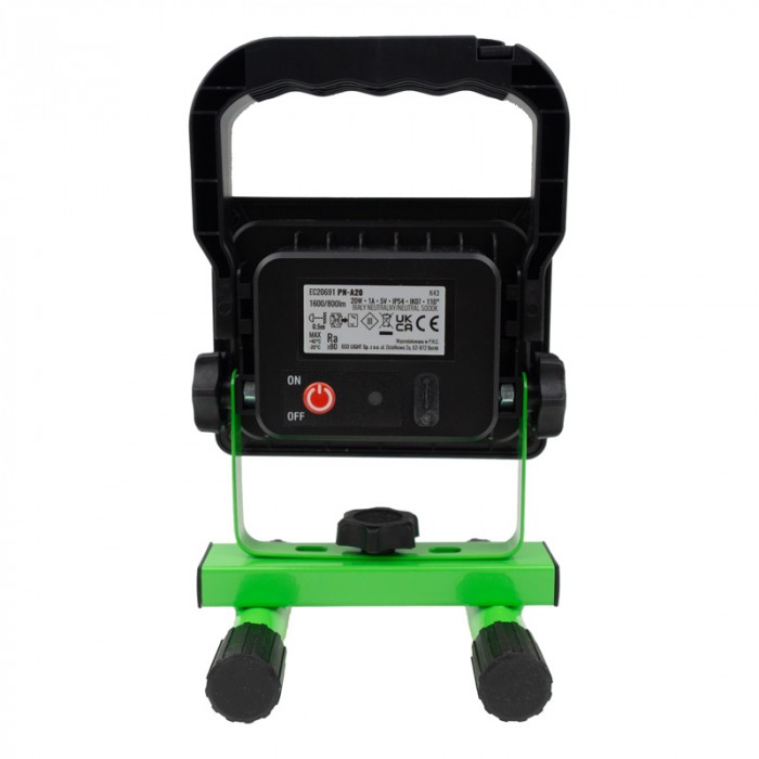 Фонарь прожекторный Ecolight LED EC20691 20W 5000К 4400MAh 1600 Lm черныйзеленый