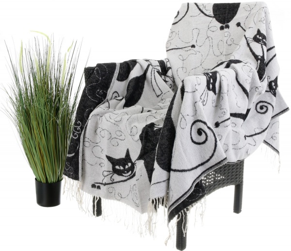 Плед дизайн 9/1 140x200 см черный с белым Ярослав 