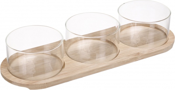 Набор емкостей на бамбуковой подставке 33,5х11,5 см 340 мл 7089-1 S&T