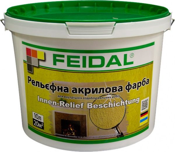 Краска акриловая структурная Feidal Innen Relief Beschichtung мат белый 10л 