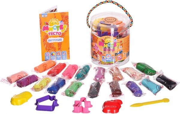 Набор теста для лепки Strateg Мистер тесто 22 цвета с блестками 71103