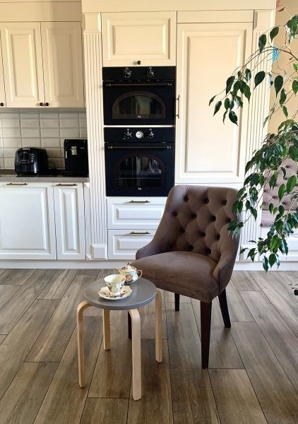 Табурет деревянный 460х350х350 коричневый / серый 