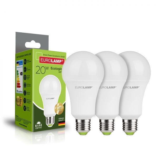 Лампа светодиодная Eurolamp ЕCО 3 шт./уп. 20 Вт A75 матовая E27 220 В 4000 К ЕПЦ-LED-A75-20274(P)(3) 