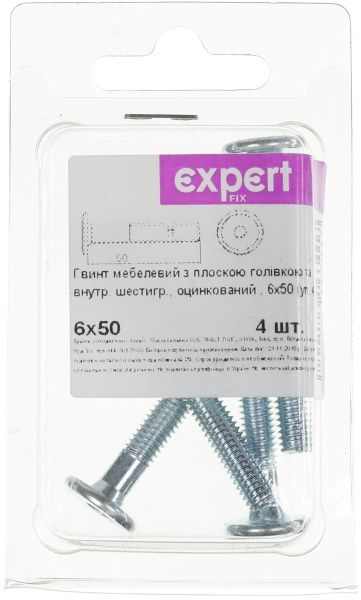 Винт метрический ЦБ 6x50 мм 4 шт Expert Fix