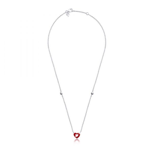 Колье UMa&UMi Сердечко в сердечке красно-белое