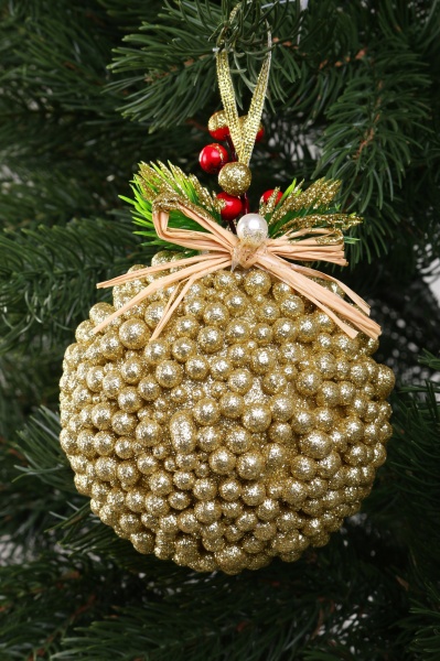 Декоративна підвіска Куля з декором 10 см золотий HL21-27