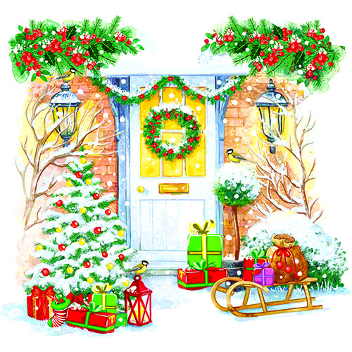 Салфетки столовые La Fleur На пороге Рождество 33х33 см белый с принтом 16 шт.